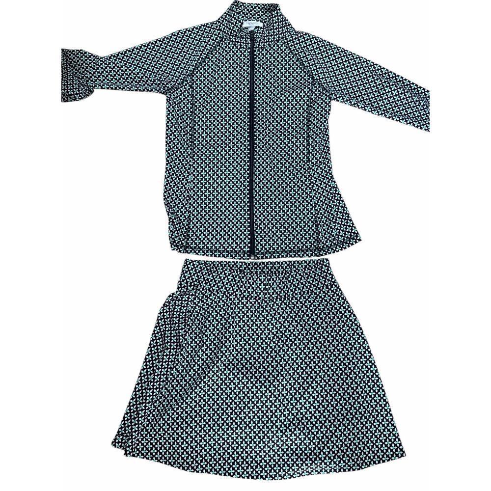 Talbots full-zip jacket with  sleeves, pull-on skort set. Golf, activewear. - Picture 2 of 12